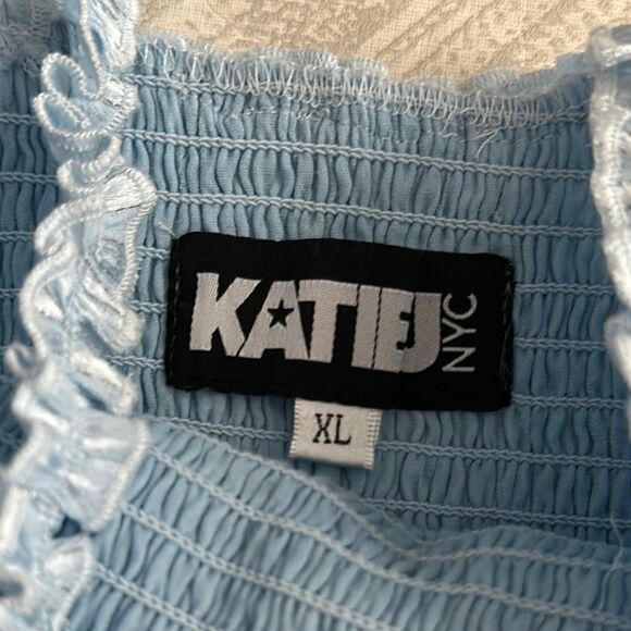 Katie J NYC Girls Light Blue Ruffled Tank Top - Size XL - Picture 4 of 5